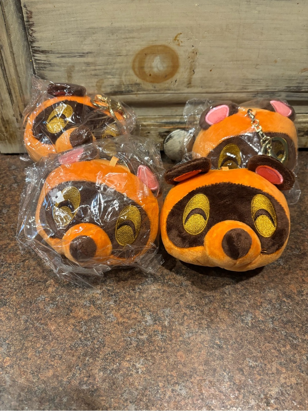 Animal crossing Orange Plush Animal Face Keychain (Set of 4)